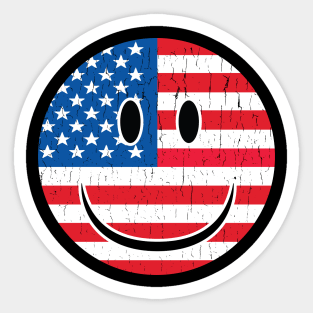 Smiley USA Flag Patriot Smiley USA Patriot Gift Sticker